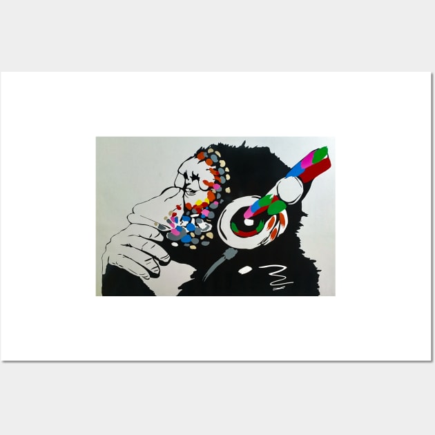 Banksy Monkey with Headphones Wall Art by SharpWallArts